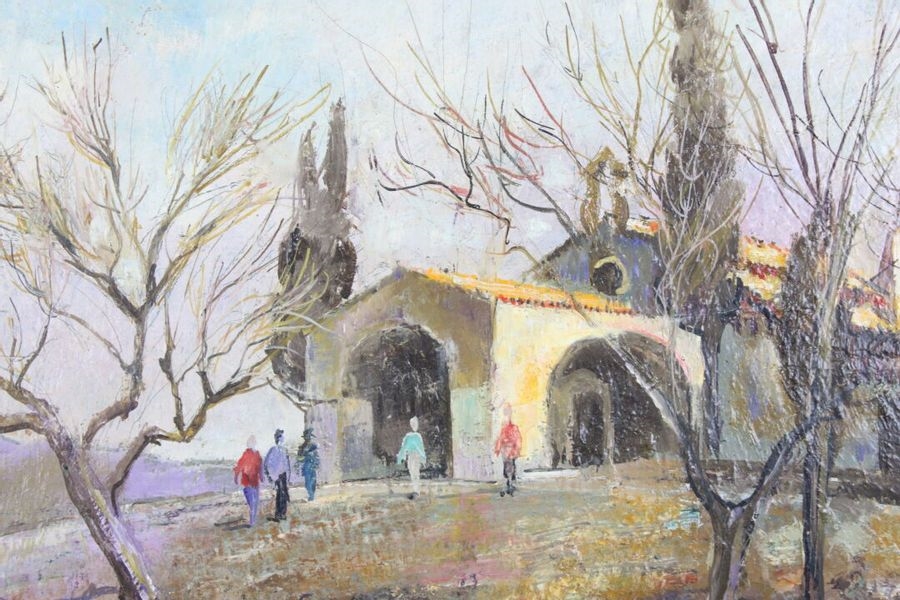 Artwork by César Bolletti, Meeting of two oil on canvas: La place Massena à Nice, Made of oil on canvas