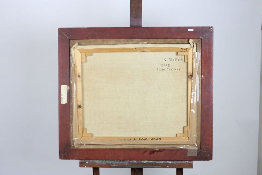 Artwork by César Bolletti, Meeting of two oil on canvas: La place Massena à Nice, Made of oil on canvas