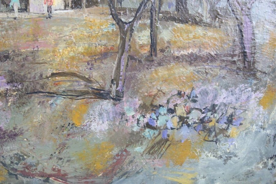 Artwork by César Bolletti, Meeting of two oil on canvas: La place Massena à Nice, Made of oil on canvas