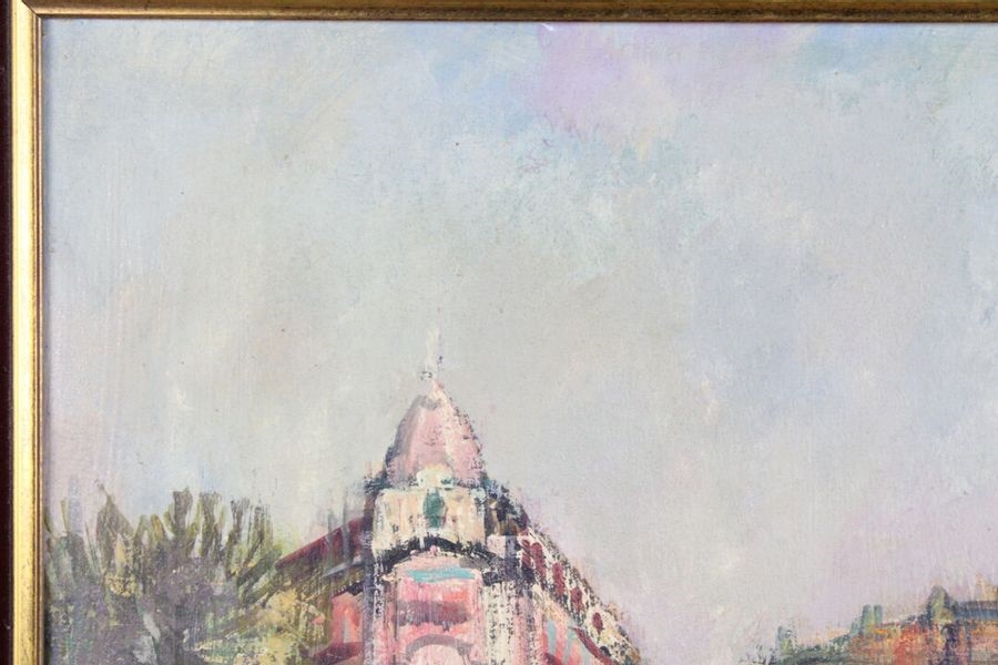 Artwork by César Bolletti, Meeting of two oil on canvas: La place Massena à Nice, Made of oil on canvas