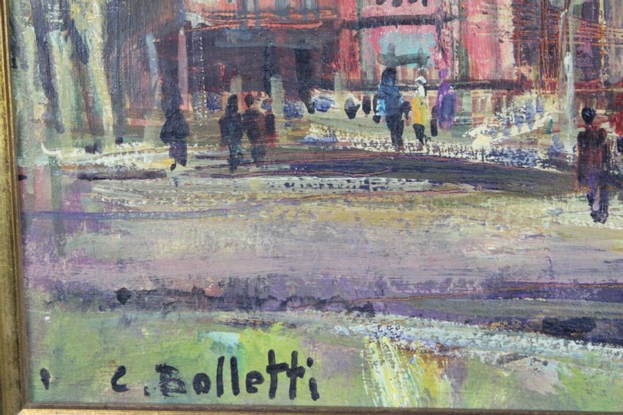 Artwork by César Bolletti, Meeting of two oil on canvas: La place Massena à Nice, Made of oil on canvas