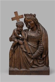 High relief in oak representing the Virgin and Child - Conrad Meit