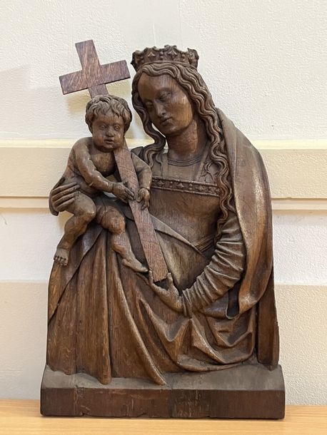 Artwork by Conrad Meit, High relief in oak representing the Virgin and Child, Made of relief in oak