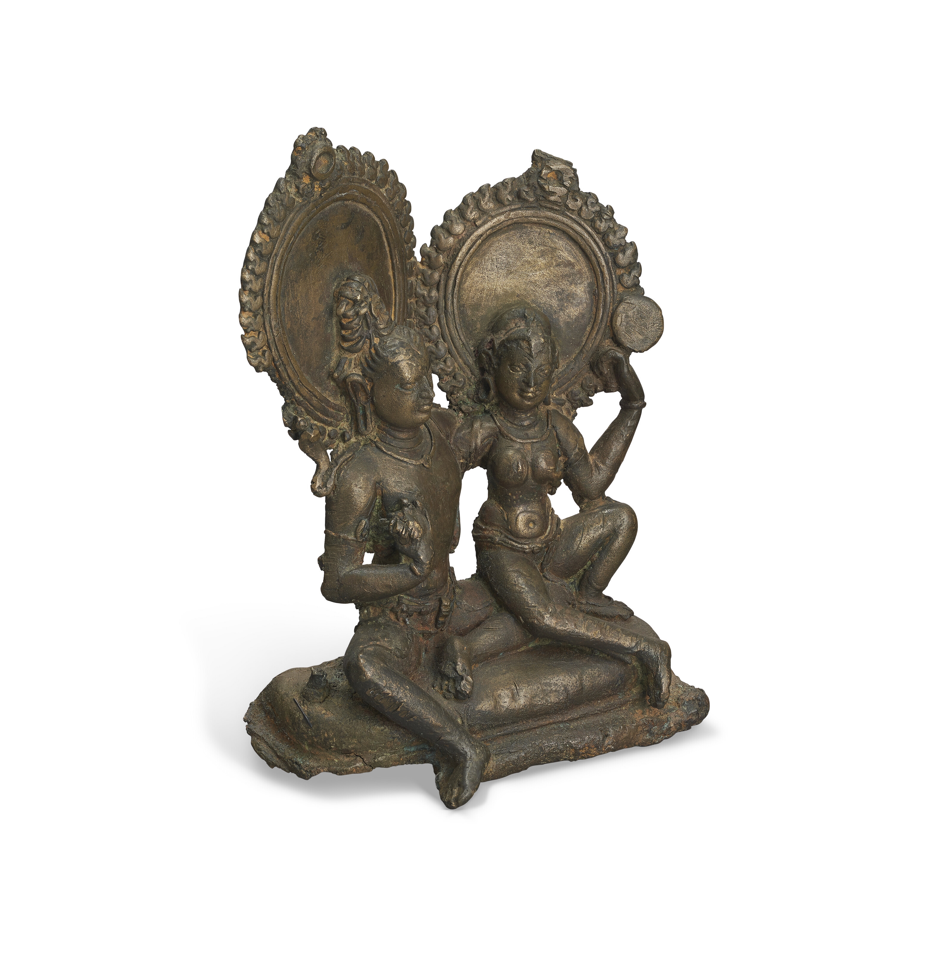 Artwork by Bengal School, 8th Century, A BRONZE GROUP OF SHIVA AND PARVATI, Made of BRONZE