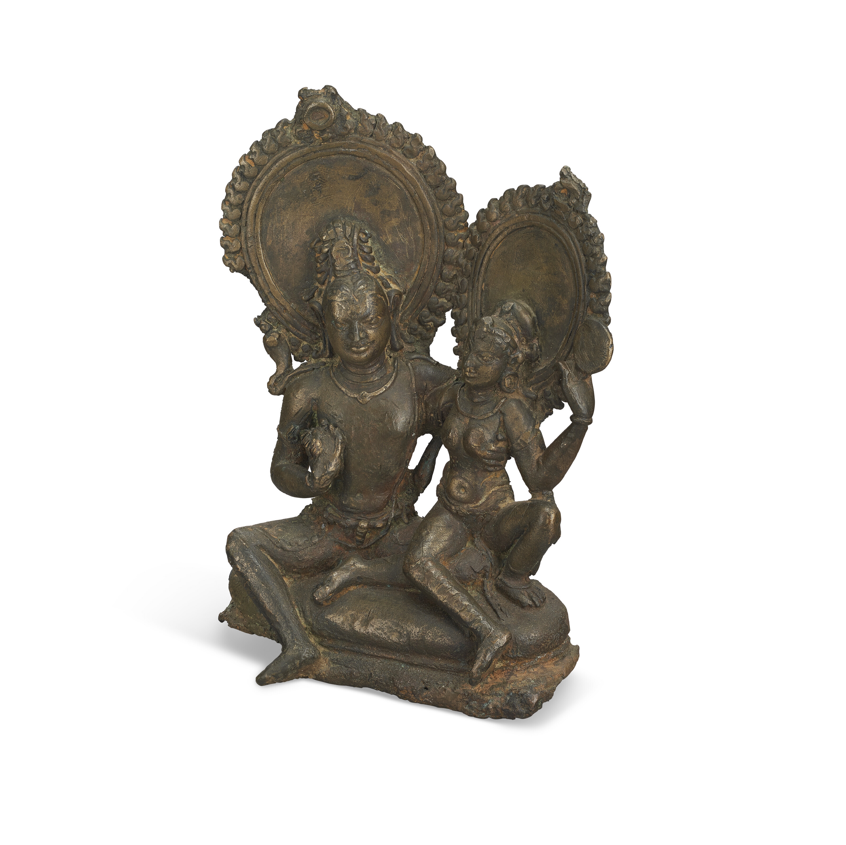 Artwork by Bengal School, 8th Century, A BRONZE GROUP OF SHIVA AND PARVATI, Made of BRONZE