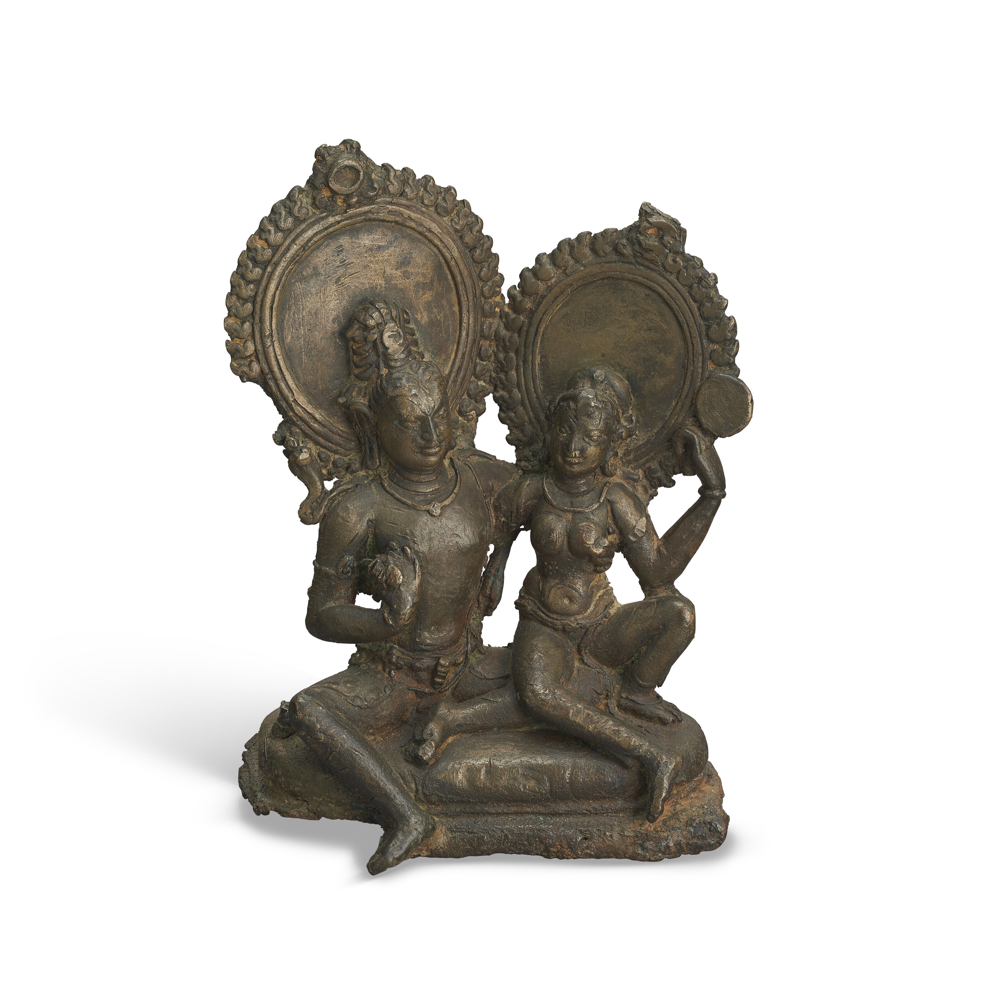 Artwork by Bengal School, 8th Century, A BRONZE GROUP OF SHIVA AND PARVATI, Made of BRONZE