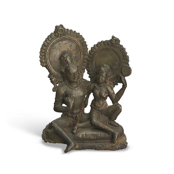 A BRONZE GROUP OF SHIVA AND PARVATI - Bengal School, 8th Century