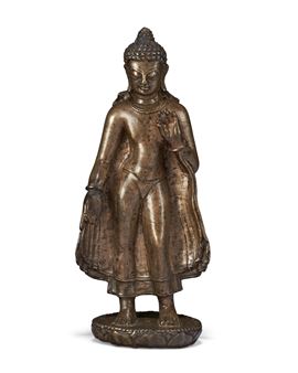 A RARE COPPER ALLOY FIGURE OF BUDDHA - Nepalese School, 9th Century