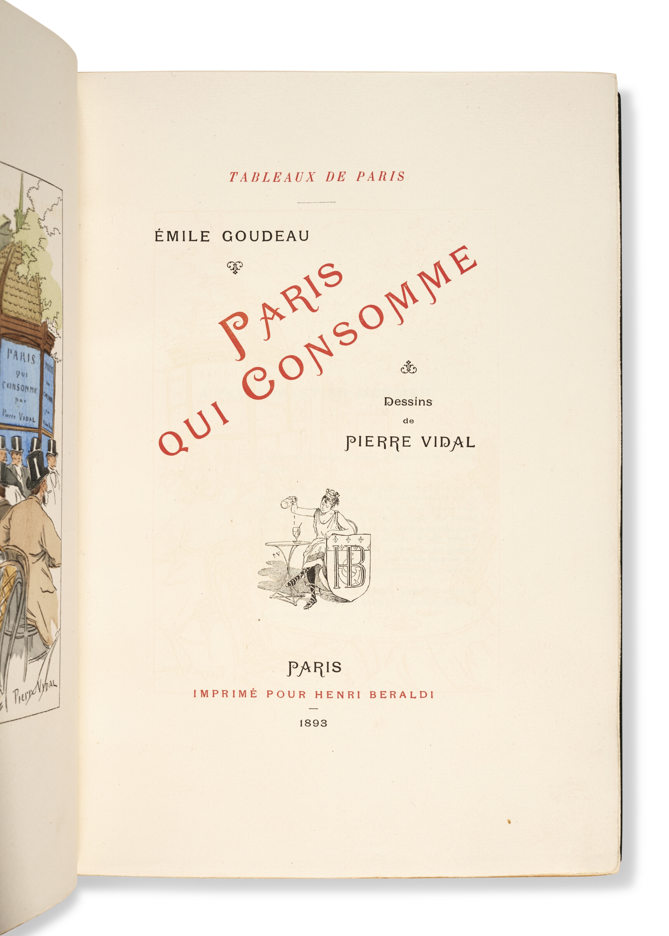 Artwork by Émile Goudeau, Pierre Vidal, Paris qui consomme. Paris : imprimé pour Henri Beraldi, ., Made of color compositions