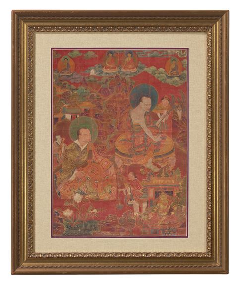 Tibetan School, 18th Century | A RARE RED-GROUND PAINTING OF ARHATS ...
