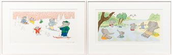 Three Framed Babar Silkscreen Prints - Laurent de Brunhoff