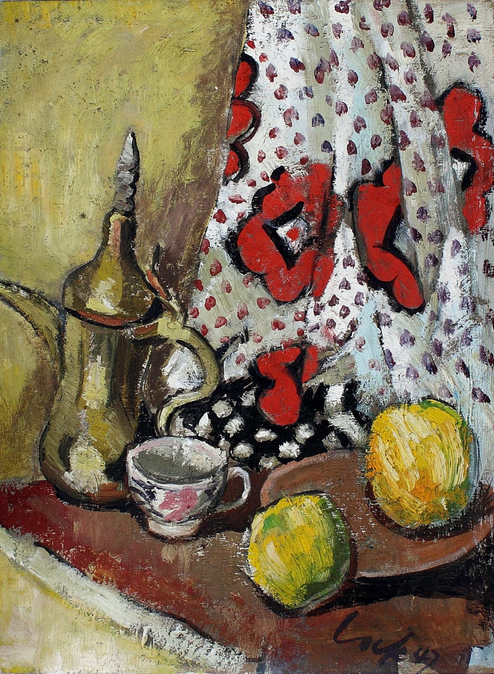 Freida Lock | Still Life of Jug, Cup and Fruit (1947) | MutualArt