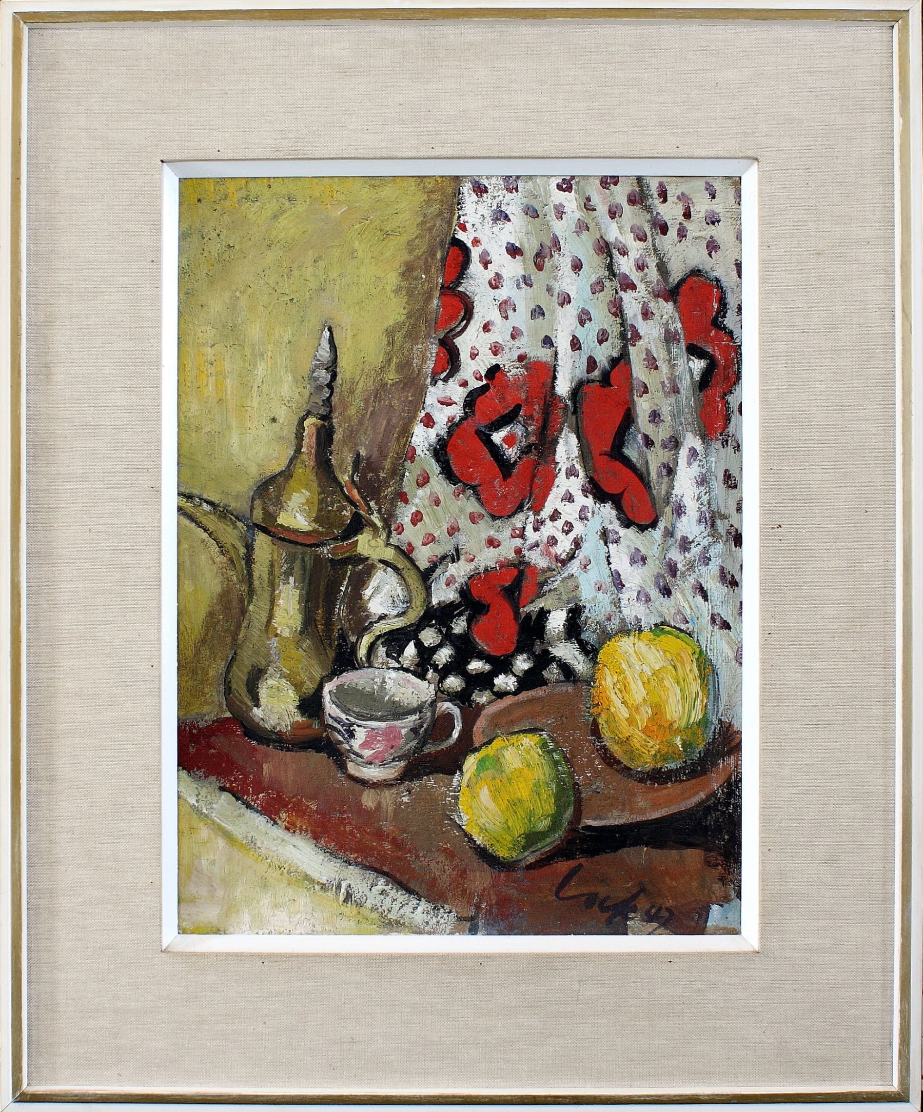 Freida Lock | Still Life of Jug, Cup and Fruit (1947) | MutualArt