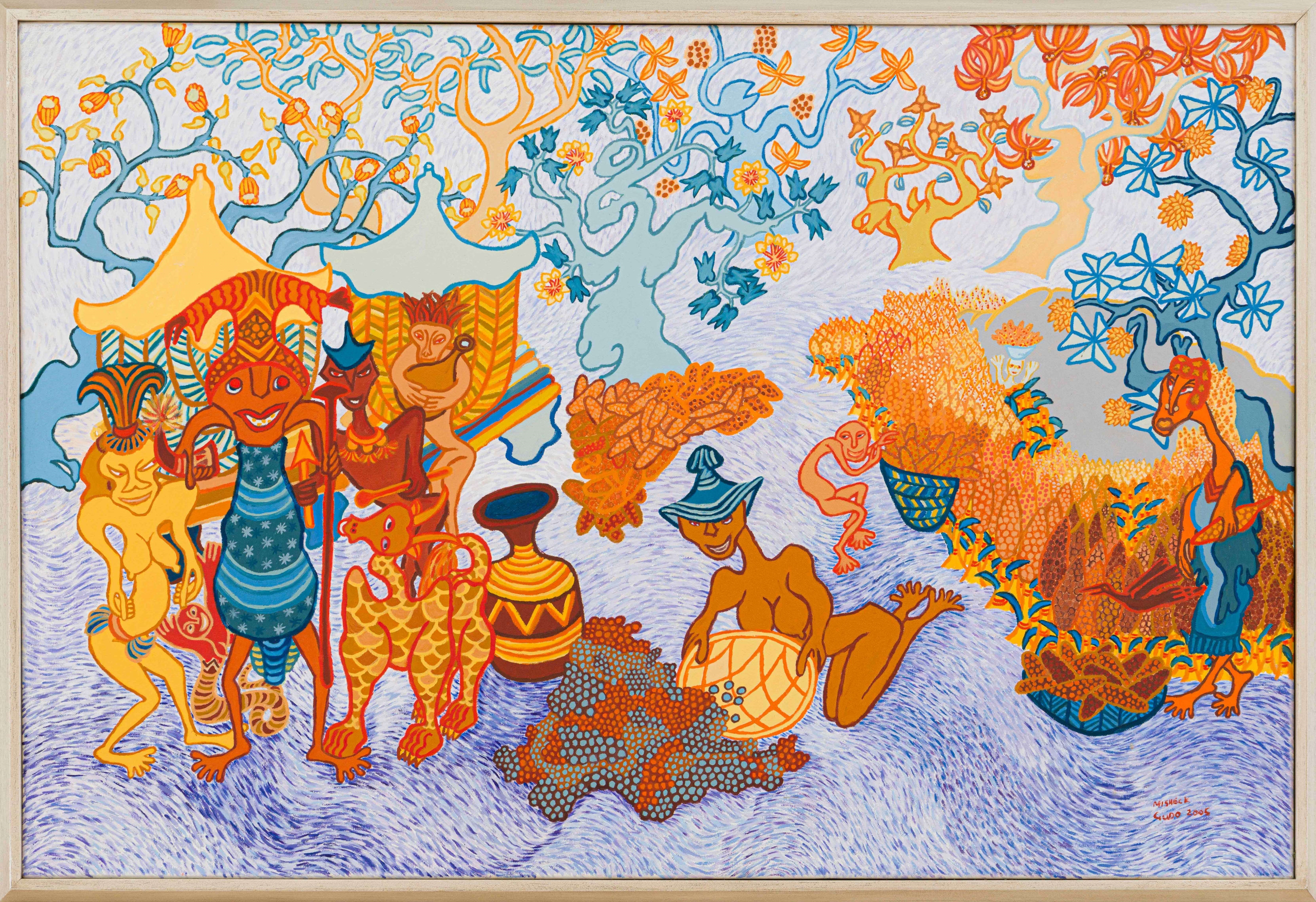 Artwork by Misheck Gudo, Zunde reMambo (King's Granary), Made of acrylic on canvas