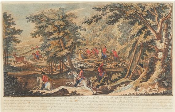 Johann Elias Ridinger | Die Jagd gehet gut, Die Hunden haben den ...