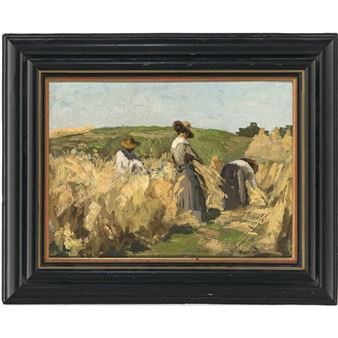 Bauernmädchen bei der Heuernte - Fritz Carl Baer