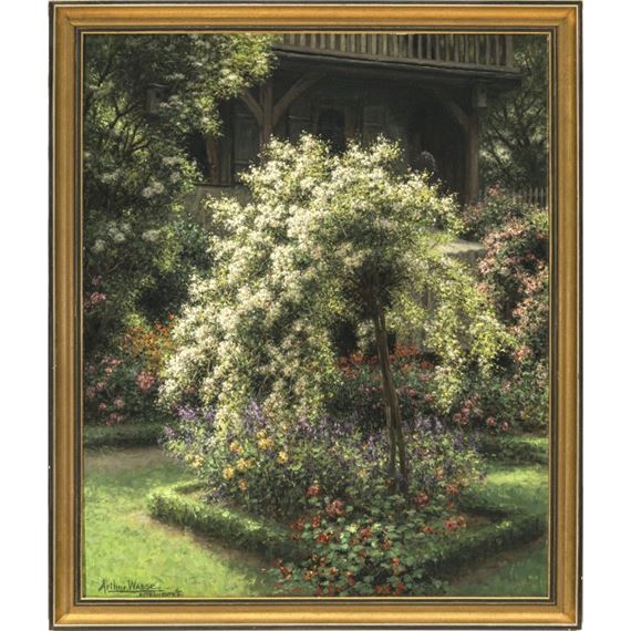 Blühender Garten vor einem Landhaus by Arthur Wasse