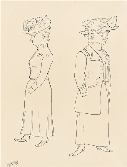 Zwei Frauen mit Hüten * Sitzender Weiblciher Akt