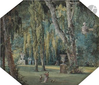 Animated scene in a park - Louis Moreau