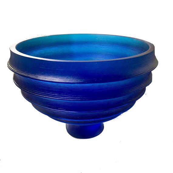 Copper Cobalt Blue Scallop Bowl by Ann Robinson, 1999