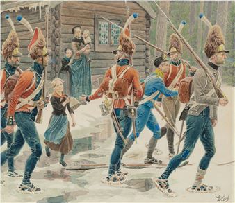 "Grenader og skiløperpatrulje 1808." Picture