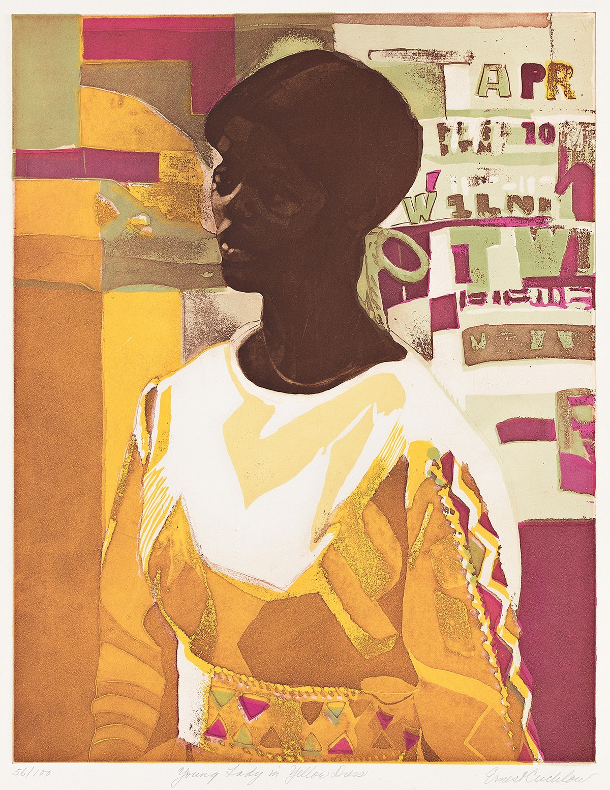 Ernest Crichlow Young Lady In Yellow Dress 1979 Mutualart