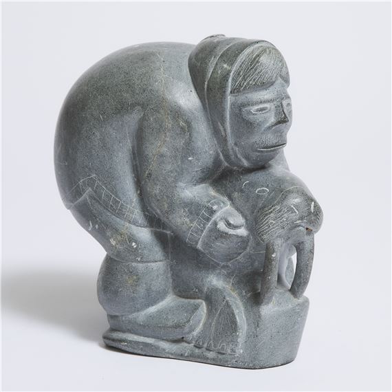 Lucassie Echalook | FIGURE CROUCHING OVER WALRUS | MutualArt