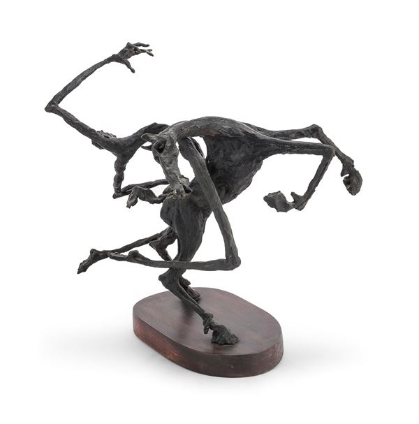 Artwork by Nuccio Fontanella, Cavallo e cavaliere, fine anni '60, Made of Lost wax bronze, Wooden base