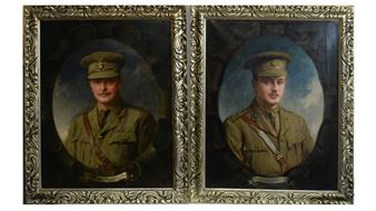 Portrait pair of Major James Knott DSO and Captain Henry Knott - Sydney Seymour-Lucas