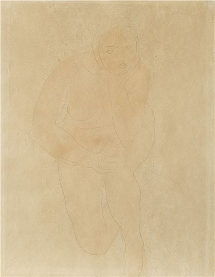 Femme nue agenouillée, le menton appuyé sur la main gauche by Auguste Rodin, Executed circa 1898