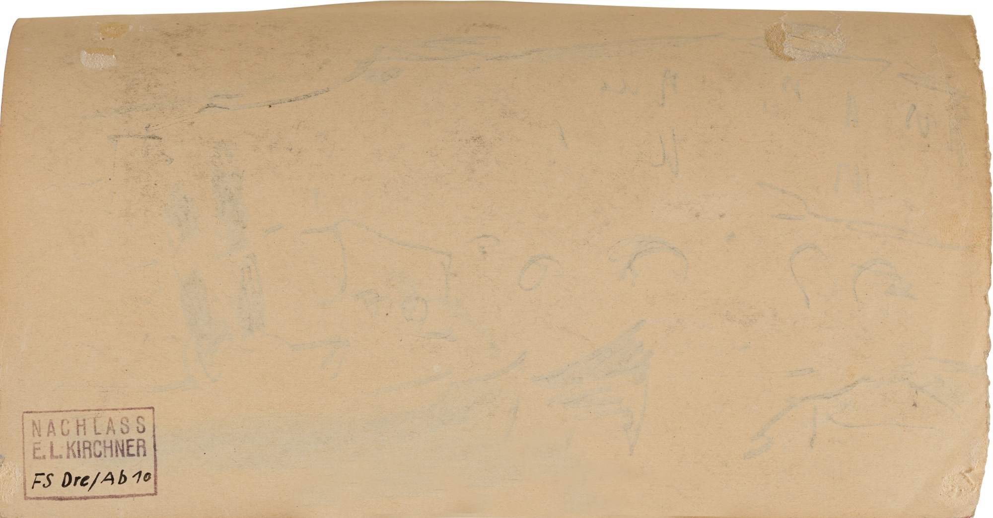 Artwork by Ernst Ludwig Kirchner, Elbkähne vor gelben Häusern, Dresden (Elbe Barges in front of Yellow Houses, Dresden), Made of ink and coloured wax crayon on paper