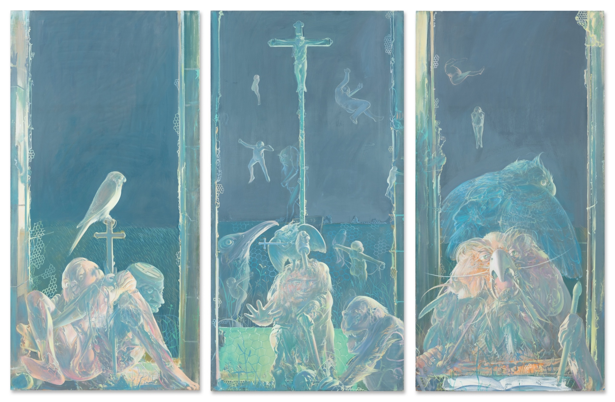 Artwork by Miodrag Djuric Dado, Triptyque de Saint Hubert, Made of oil on canvas