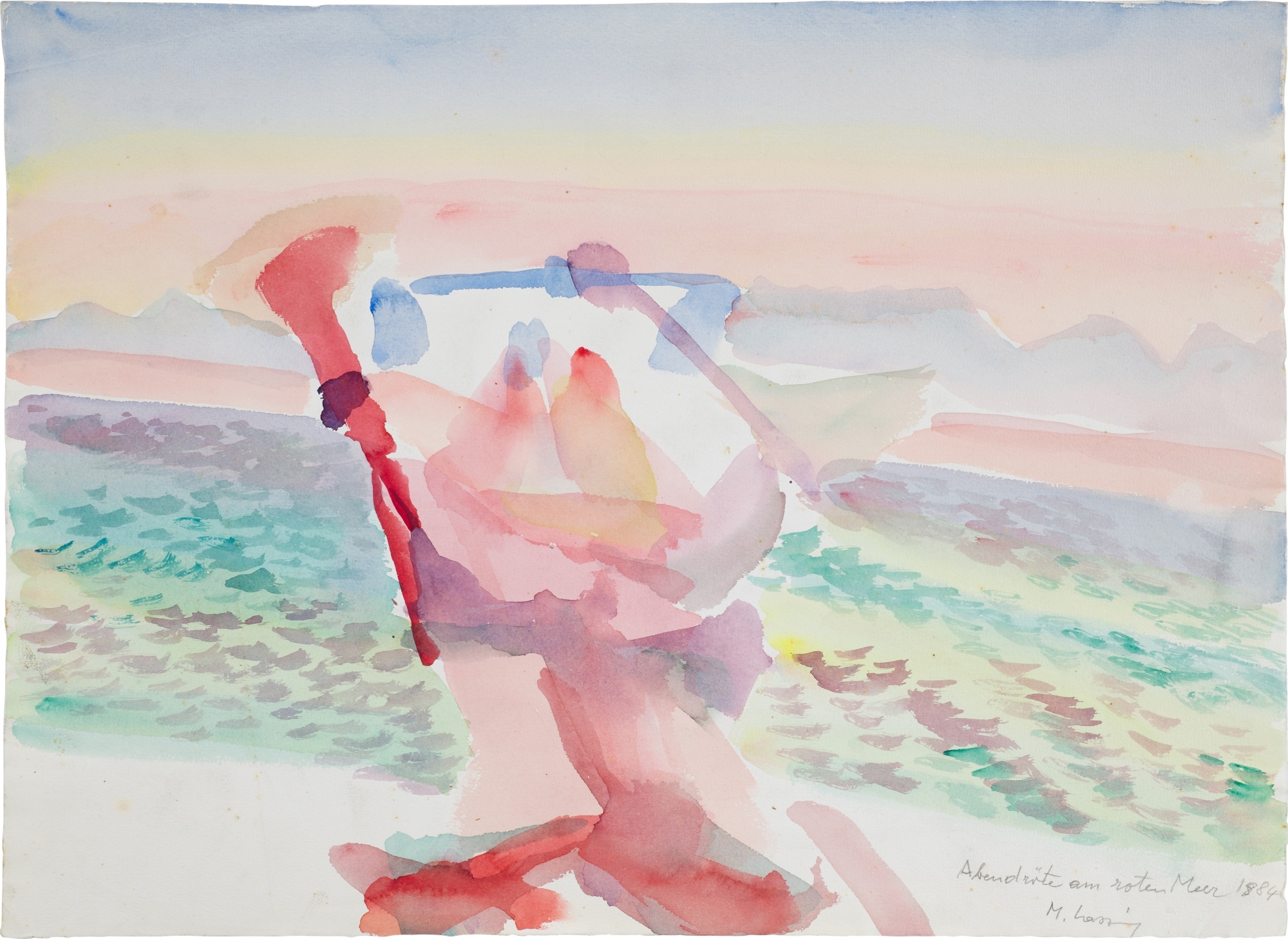 Abendröte am roten Meer by Maria Lassnig, Executed in 1984.