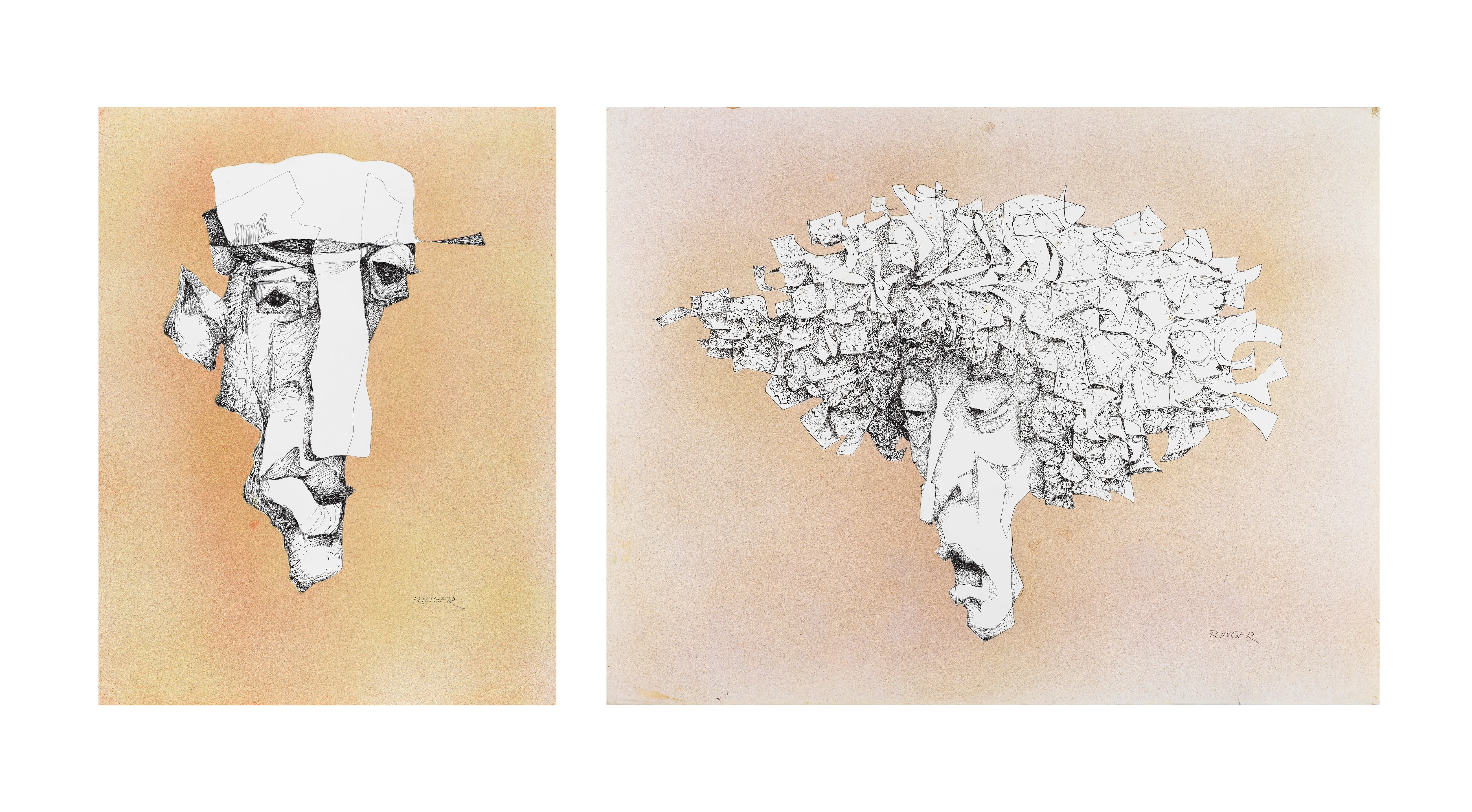 Sam Ringer | Deux portraits caricatures | MutualArt