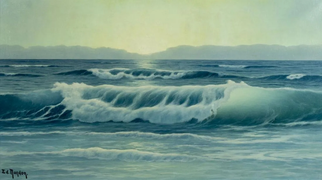Artwork by Edouard Mandon, Sun Raising at Toulon (Seascape), Made of oil on canvas