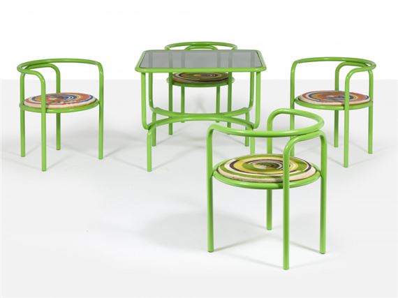 Suite de quatre chaises et une table de la série "Locus Solus" by Gae Aulenti, 1964