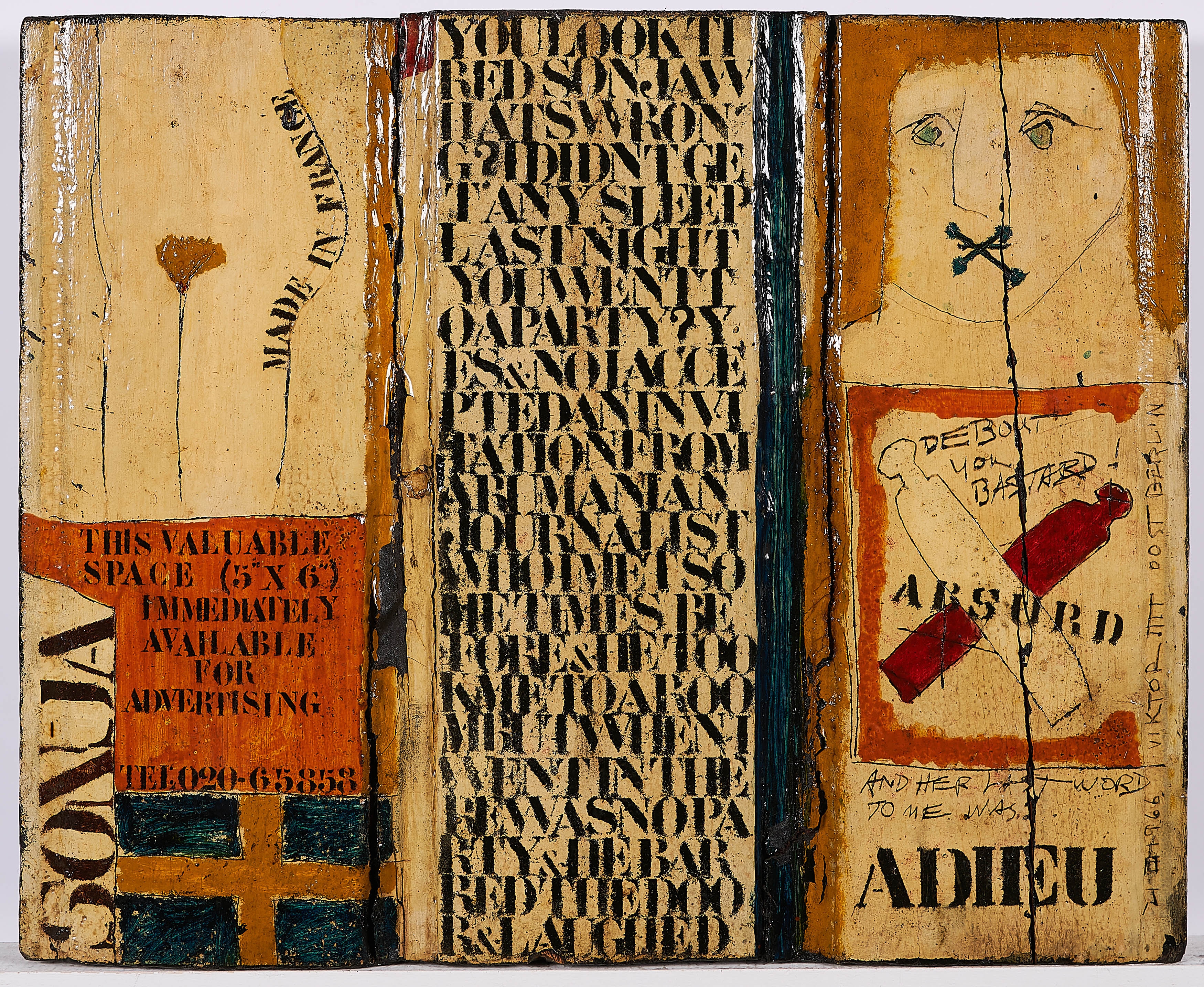 Artwork by Viktor IV, Adieu., Made of Mixed media on wood
