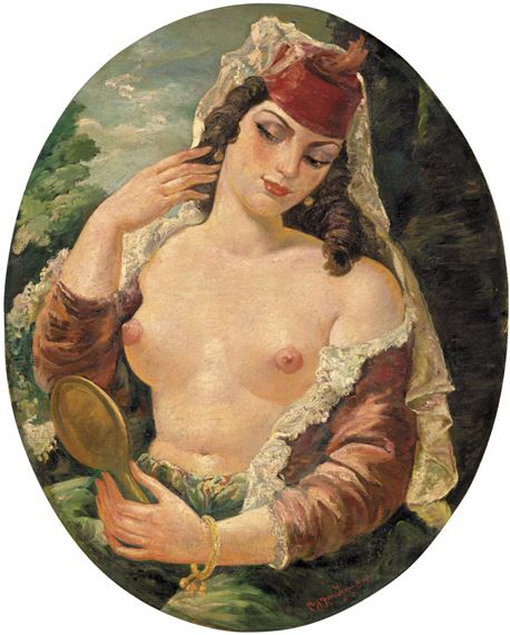 Beauty with a Mirror by Lado Davidovich Gudiashvili , dated 1945