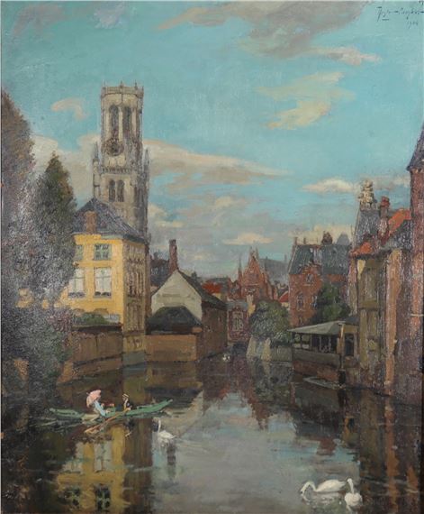 Nestor CAMBIER (1879-1957) oil on canvas "view of Bruges" by Nestor Cambier