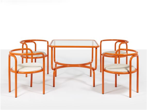 Suite de quatre chaises et une table de la série "Locus Solus" by Gae Aulenti, 1964