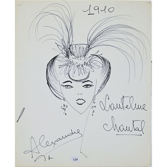 Louis Alexandre Raimon | Étude de coiffure ». Dessin signé. H.46 L.38 ...