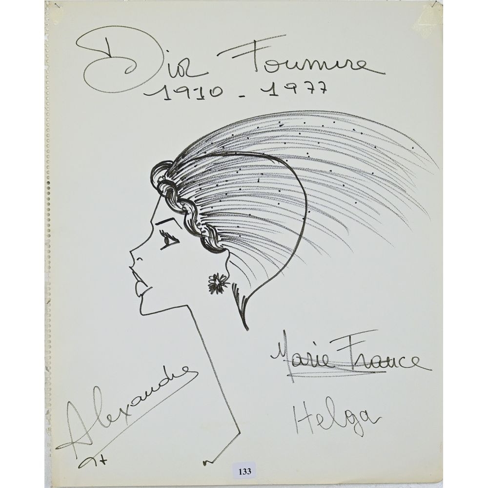 Louis Alexandre Raimon | Étude de coiffure ». Dessin signé. H.46 L.38 ...