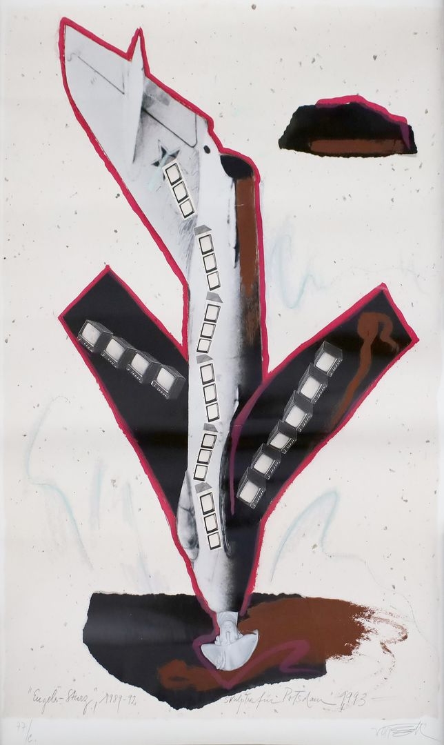 Artwork by Wolf Vostell, Engel-Sturz, Made of Offset/festem Papier