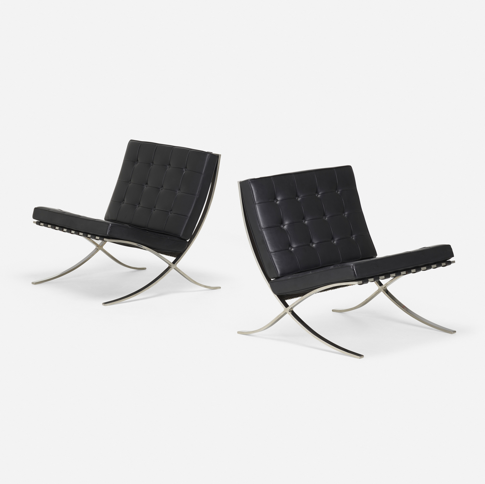 Barcelona chairs, pair by Ludwig Mies van der Rohe, 1929