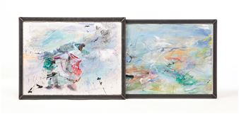 PAIR OF NELLIE LOU SLAGLE ABSTRACT PAINTINGS. - Nellie Lou Slagle