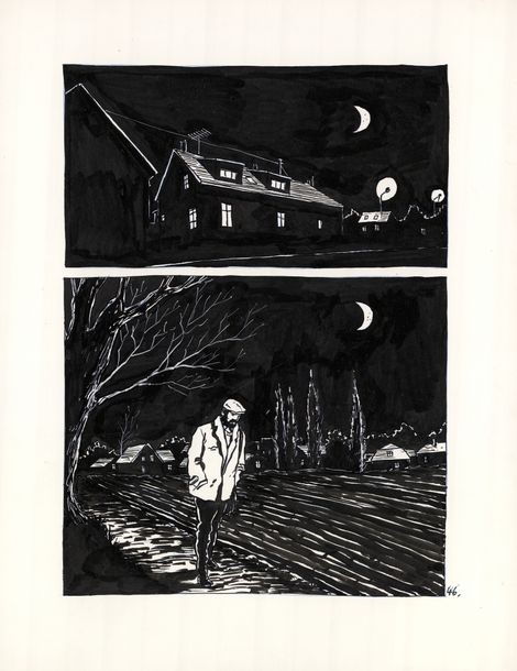 Artwork by Christophe Chabouté, An island of happiness, Made of India ink on paper