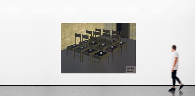 Artwork by Nikolai Ovchinnikov, Twelve chairs (triptych), Made of mixed media on hardboard