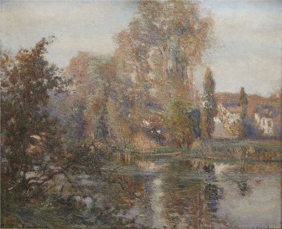 Landscape of animated banks. by Michel Korochansky, dated 1903