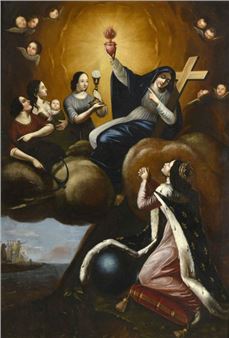 Anne of Austria before Saint Scholastica - Antoine-charles Rouede