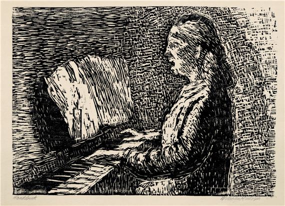 Wilhelm Rudolph | Junge Frau am Klavier, (1950) | MutualArt